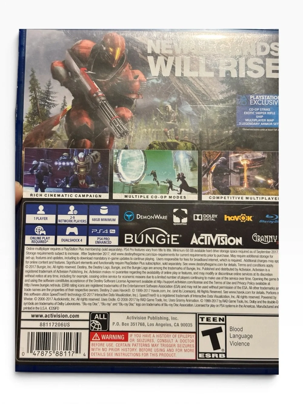 Sony PS4 Destiny 2 Game - Blue Case with Gray Artwork